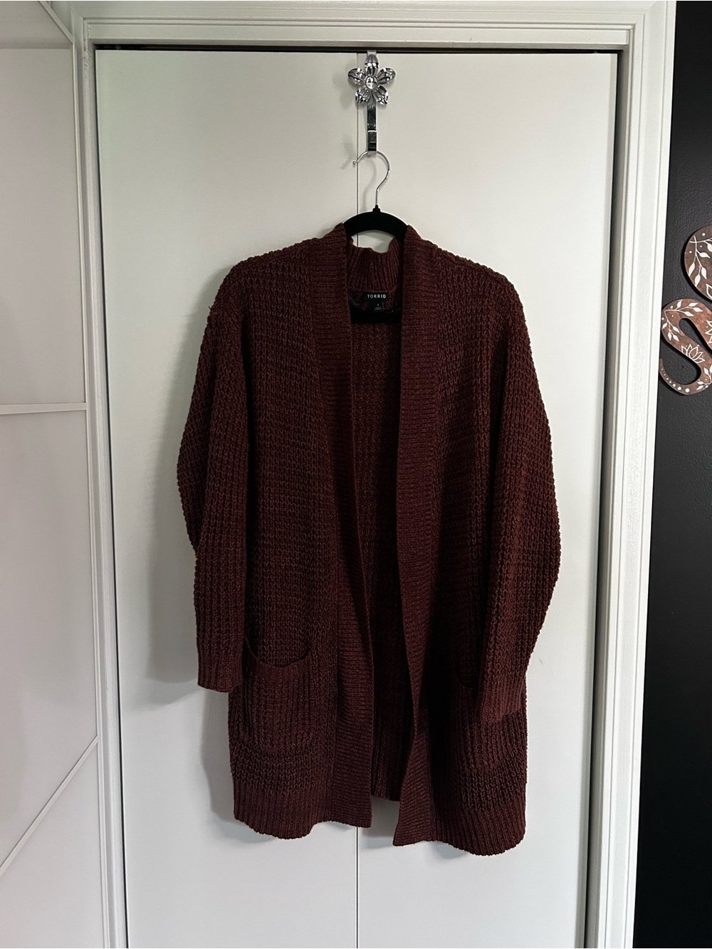 torrid size 1 Burgundy Open-Front Chunky Knit Cardigan